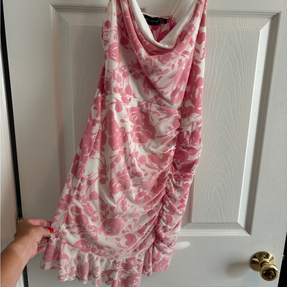 Pink and White Floral Print Dress